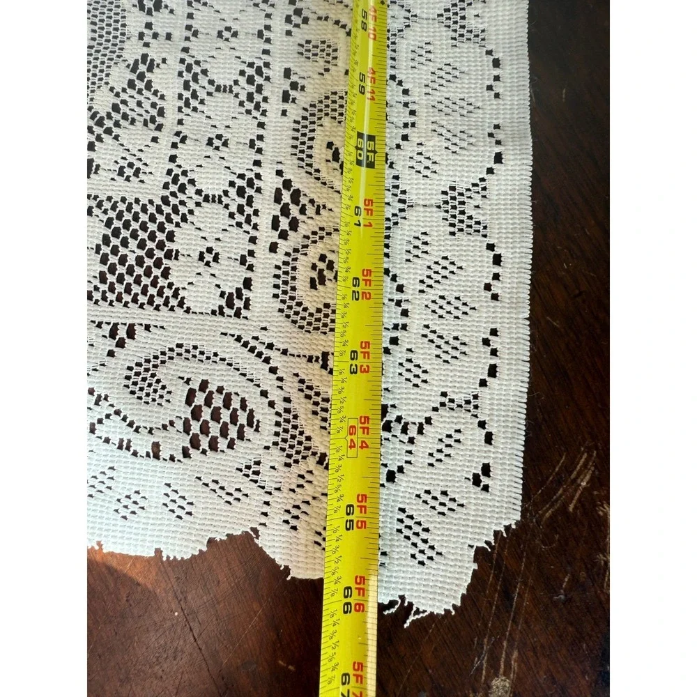 Vintage Cream Floral Lace Curtain Panel Medallion Pattern 60x64 Rod Pocket